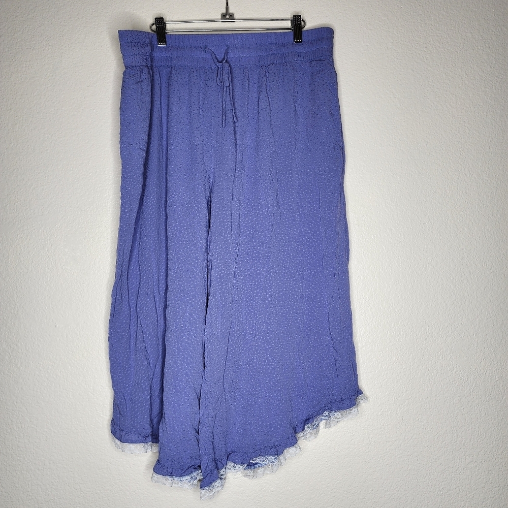 Anthropologie Periwinkle Lace Trim PJ Bottoms XL